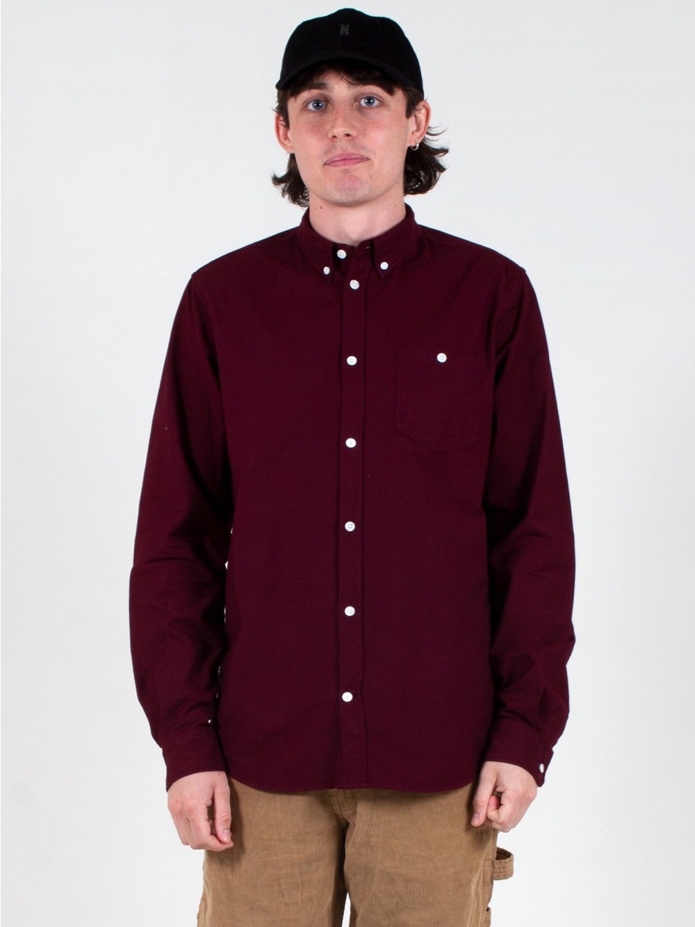 Norse Projects Anton Oxford Button Down Shirt in mulberry red Burgundy M